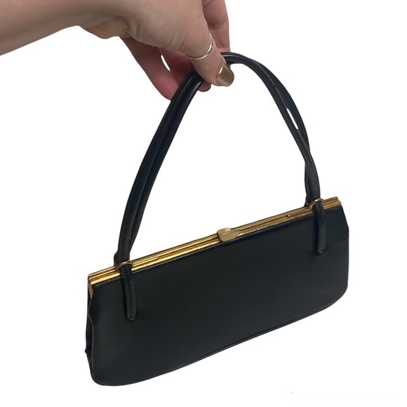 Handbags - Vintage‎ Essell England 50s Black Gold Hand Bag